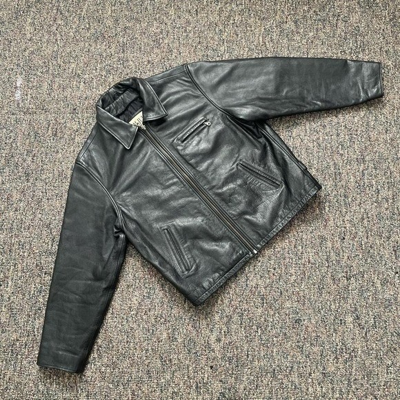 M. Julian Wilsons Other - M. Julian Wilsons Mens Black Leather‎ Biker Jacket Large Zip Up Side Buckle L